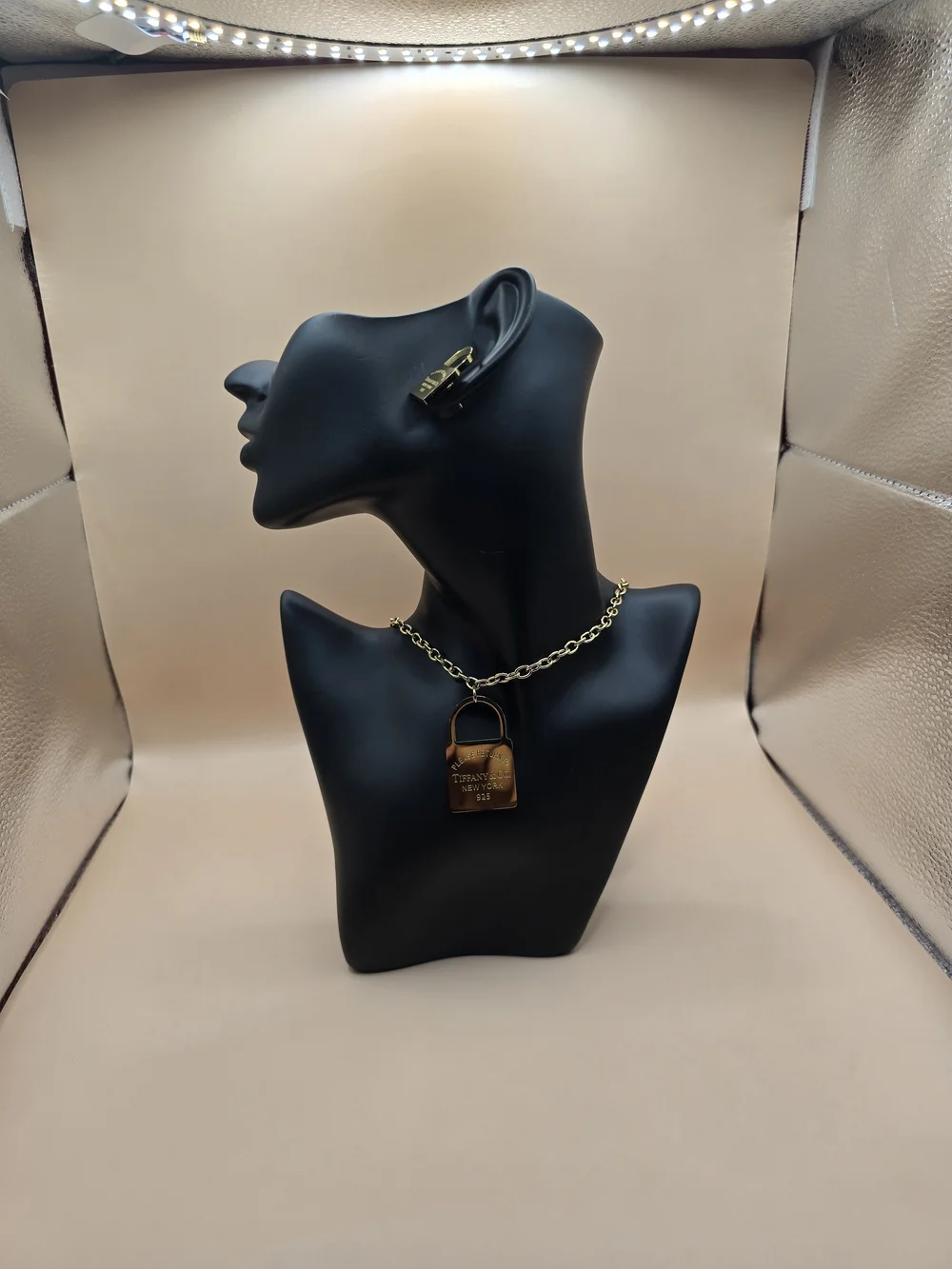 Tiffany & Co. Return to Tiffany 925 Padlock Necklace & Earrings Set – Gold-Tone